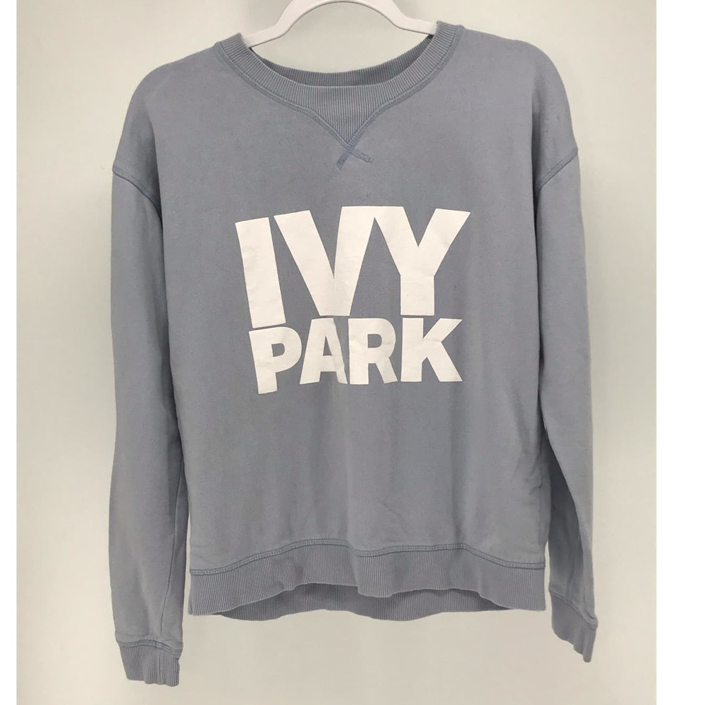 Ivy Park Women's Blue White Graphic Crewneck Sweatshirt Size M